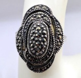 Sterling Silver Marcasite Ring Size 8.5
