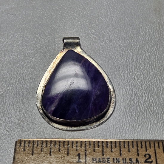 Sterling Silver Pendant with Purple Stone