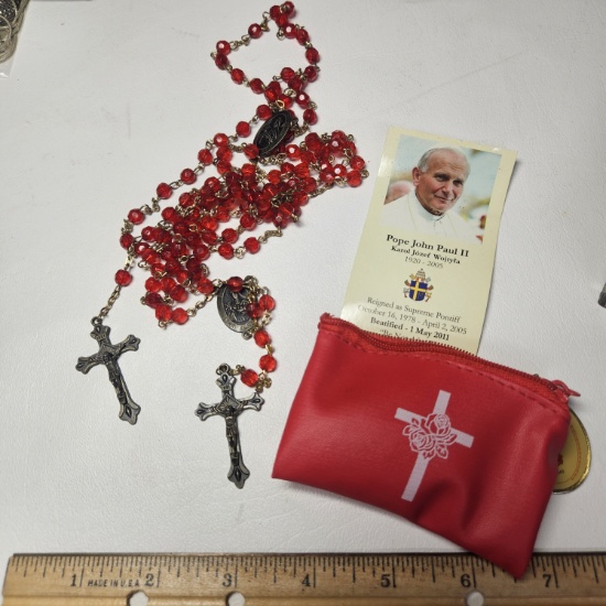 Rosary Beads and Pouch
