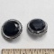Vintage Whiting & Davis Co. Clip On Earrings, Black Faceted Glass