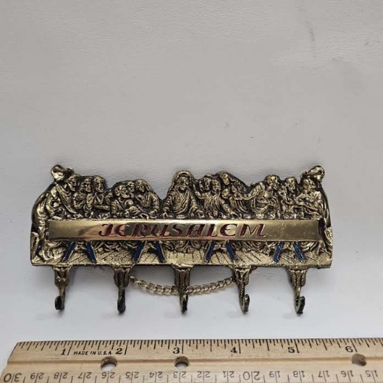 Vintage Brass Last Supper Key Holder