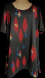 Black, Red & Blue Pattern LulaRoe “Irma” Top Size XL