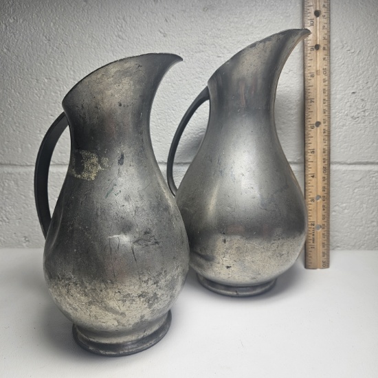 Lot of 2 Vintage Pewter Pitchers