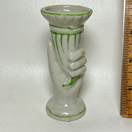 Vintage Porcelain Hand Holding Torch Vase Made in Japan