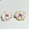 Vintage Enamel Pansy Clip-on Earrings