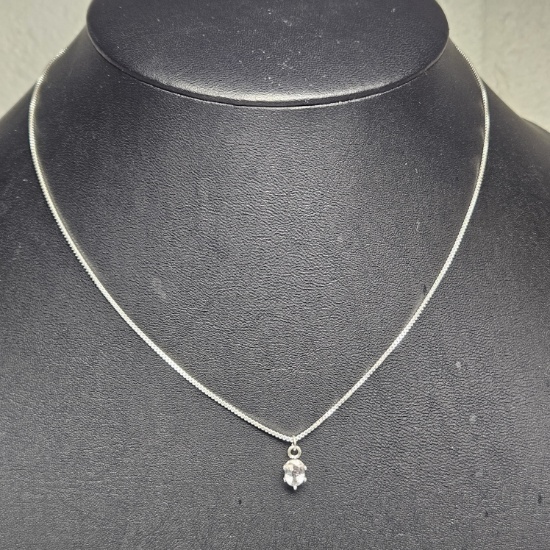 18” Sterling Silver Necklace with Clear Stone Pendant