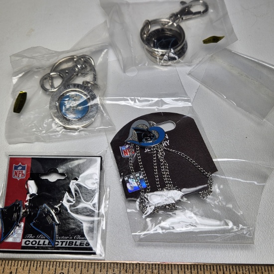 Assorted Carolina Panthers Jewelry and Keychains - New