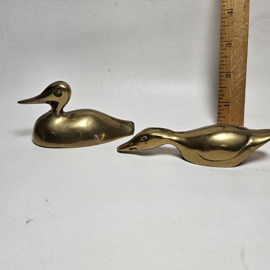 Lot of 2 Brass Duck Figurines