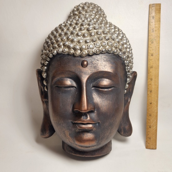 Meditating Buddha Head, Resin