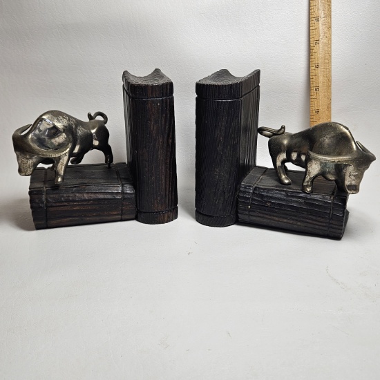 Pair of Bull Bookends