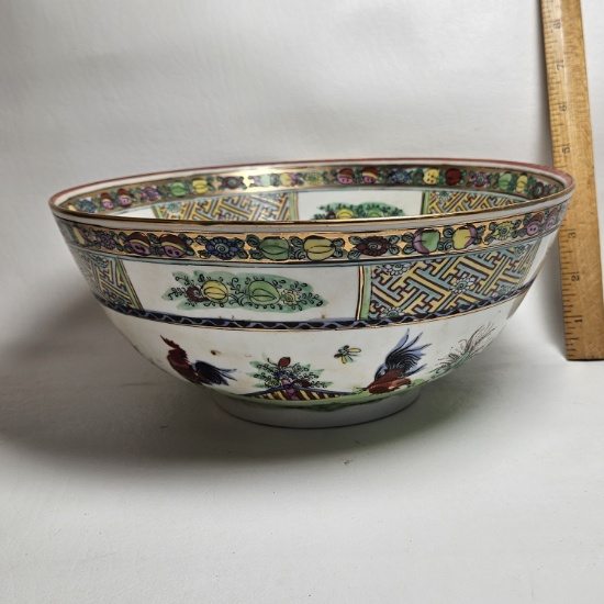 Vintage Japanese Porcelain Rooster Bowl
