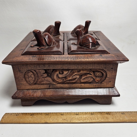 Vintage Wooden Box of Tortoise Trinket Boxes
