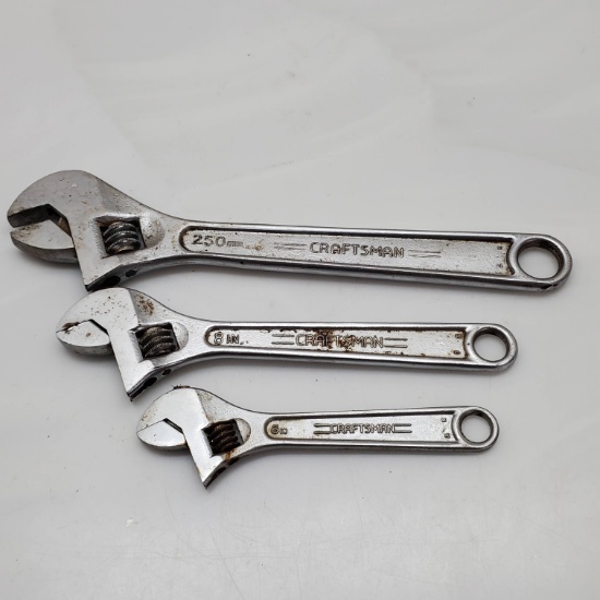 3 Craftsman Adjustable Wrenches 6”, 8”, and 10” - All Made in USA