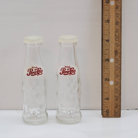 Vintage Pepsi Cola Glass Salt and Pepper Shakers