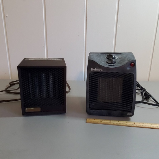 2 Small Electric Portable Heaters, Holmes and Tatung Heat Devil - Both Tested and Works
