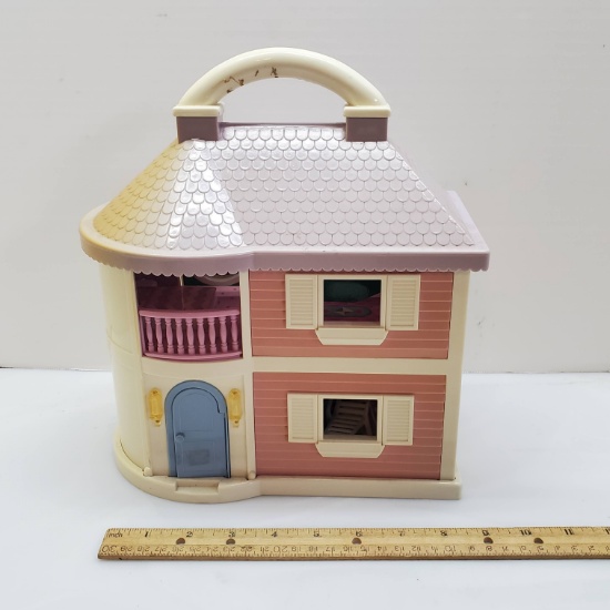 Blue Box Tiny Dreams Carry Along Dollhouse with Accessories and Tiny People