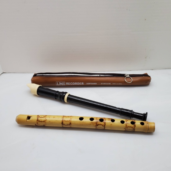 Recorder with Case and Bamboo Flute