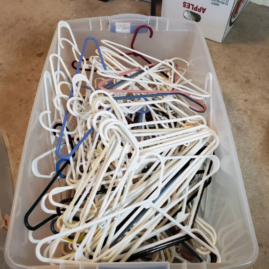 Large Tote of Plastic Clothes Hangers