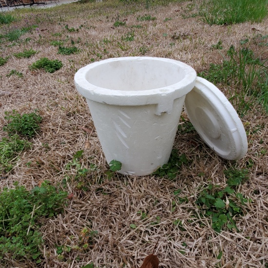 Styrofoam Lidded Cooler with Fishing Supplies
