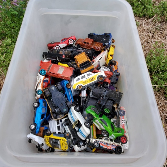 Small Tote of Hot Wheels and Other Cars