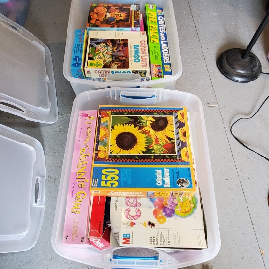 2 Totes of Games and Puzzles