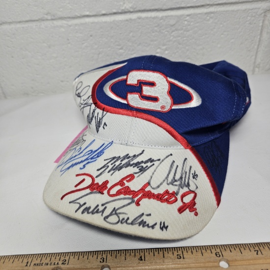 Competitors View Dale Sr and Jr Hat with Multiple Autographs