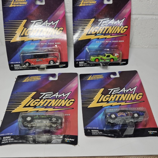 Lot of 4 Johnny Lightning Assorted Die Cast Road Rods in Original Packages