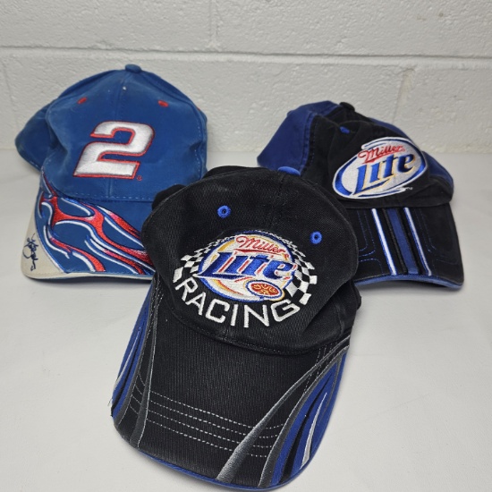Lot of 3 NASCAR Miller Lite #2 Kyle Busch Hats