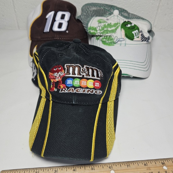 Lot of 3 NASCAR M&M’s #18 Kyle Busch Hats
