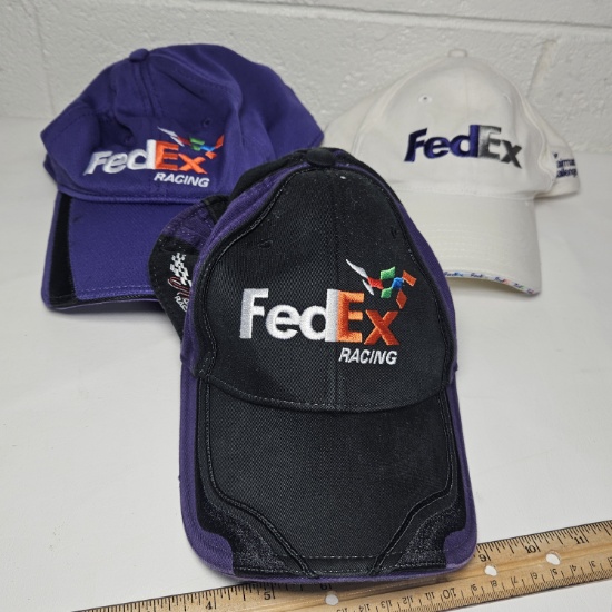 Lot of 3 NASCAR FedEX Denny Hamlin Hats