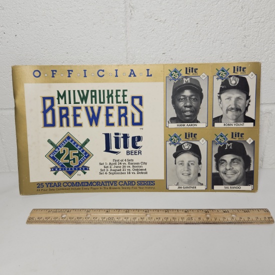 Vintage Milwaukee Brewers Lite Beer Commemorative Card Series 1 of 4