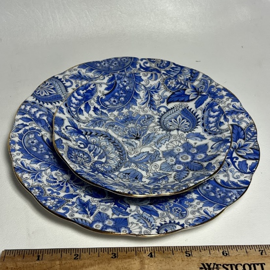 Pair of Blue & White Porcelain Royal Standard Fine Bone China Plates
