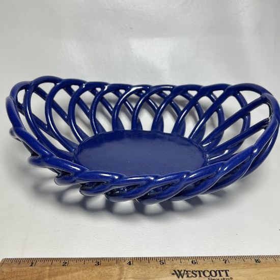 Blue Ceramic Bread Basket