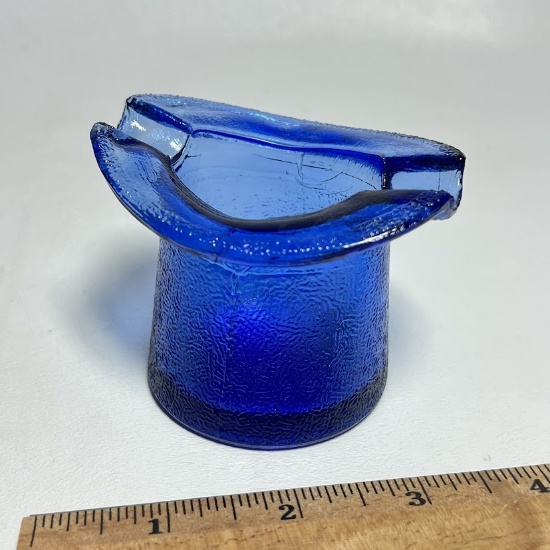Vintage Cobalt Glass Top Hat Ashtray