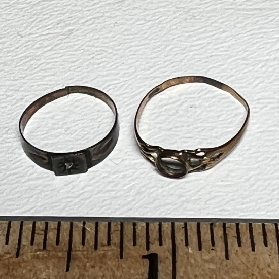 Pair of Antique Baby Rings - One is 10k Gold