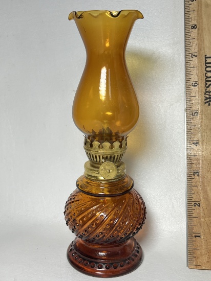 Amber Glass Miniature Oil Lamp