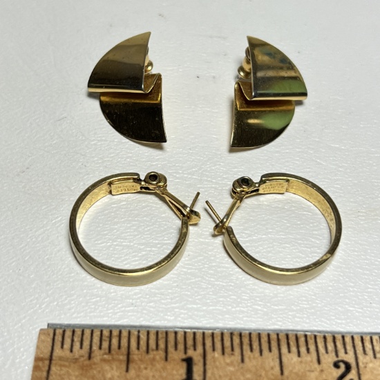 Pair of Gold Tone "Monet" Pierced Earrings