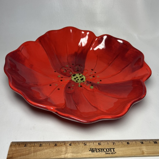 Red Poppy Platter by Laurie Gates