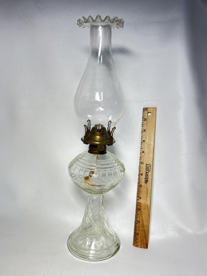 Vintage Glass Oil Hurricane Lamp