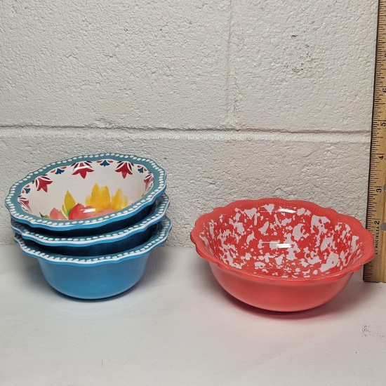 Lot of 4 Melamine Bowls By The Pioneer Woman