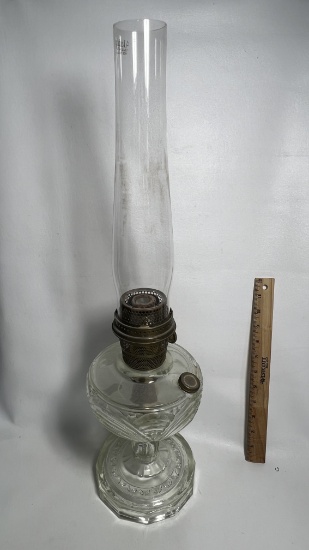Vintage Glass Oil Hurricane Lamp with Tall Chimney