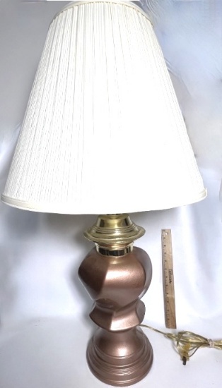 Tall Copper Tone Ceramic Lamp with Shade