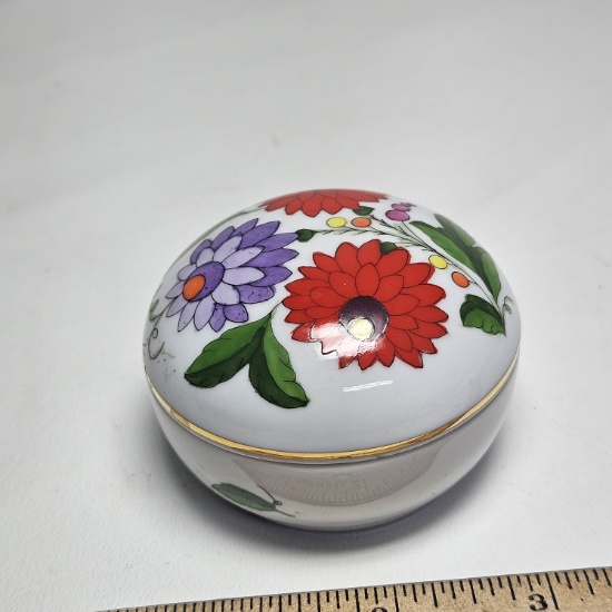 Kalocsa Hungary Hand Painted Porcelain Trinket Box