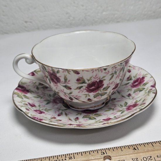 Lefton China Hand Painted “Rose” Tea Cup and Saucer
