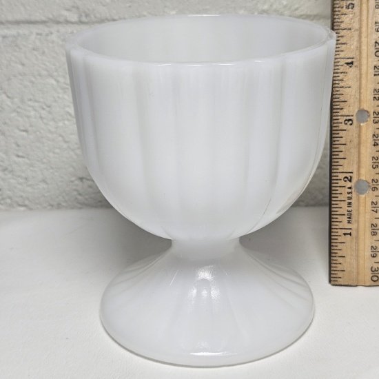 Milk Glass Ribbed Compote Dish