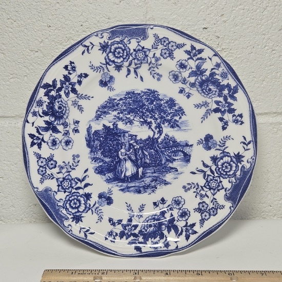 Quadrifolio Italy Blue and White Toile Pattern Luncheon Plate