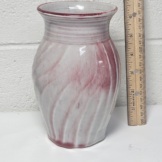 Signed Pottery Vase, Swirl Design