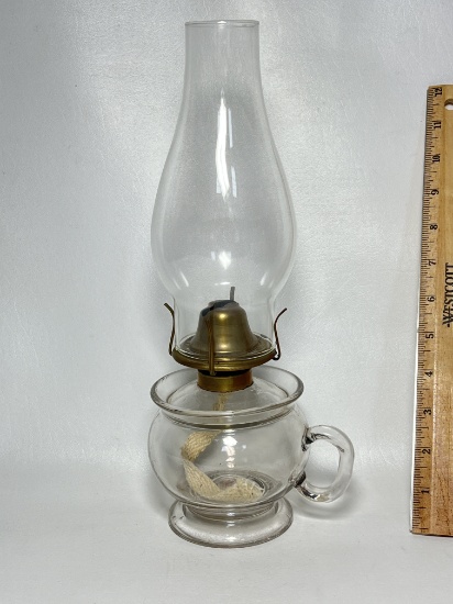Vintage Glass Oil Lamp with Finger Loop