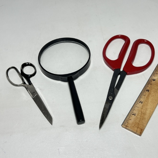Magnifying Glass & Scissors