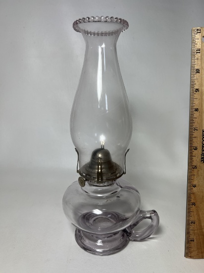 Vintage Purple Tint Glass Oil Lamp